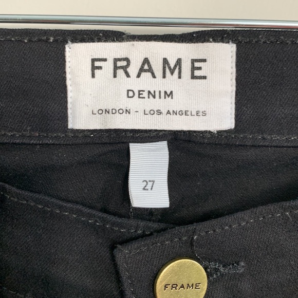 FRAME Le Skinny de Jeanne Crop Ripped Noir Size 27 - Picture 10 of 13